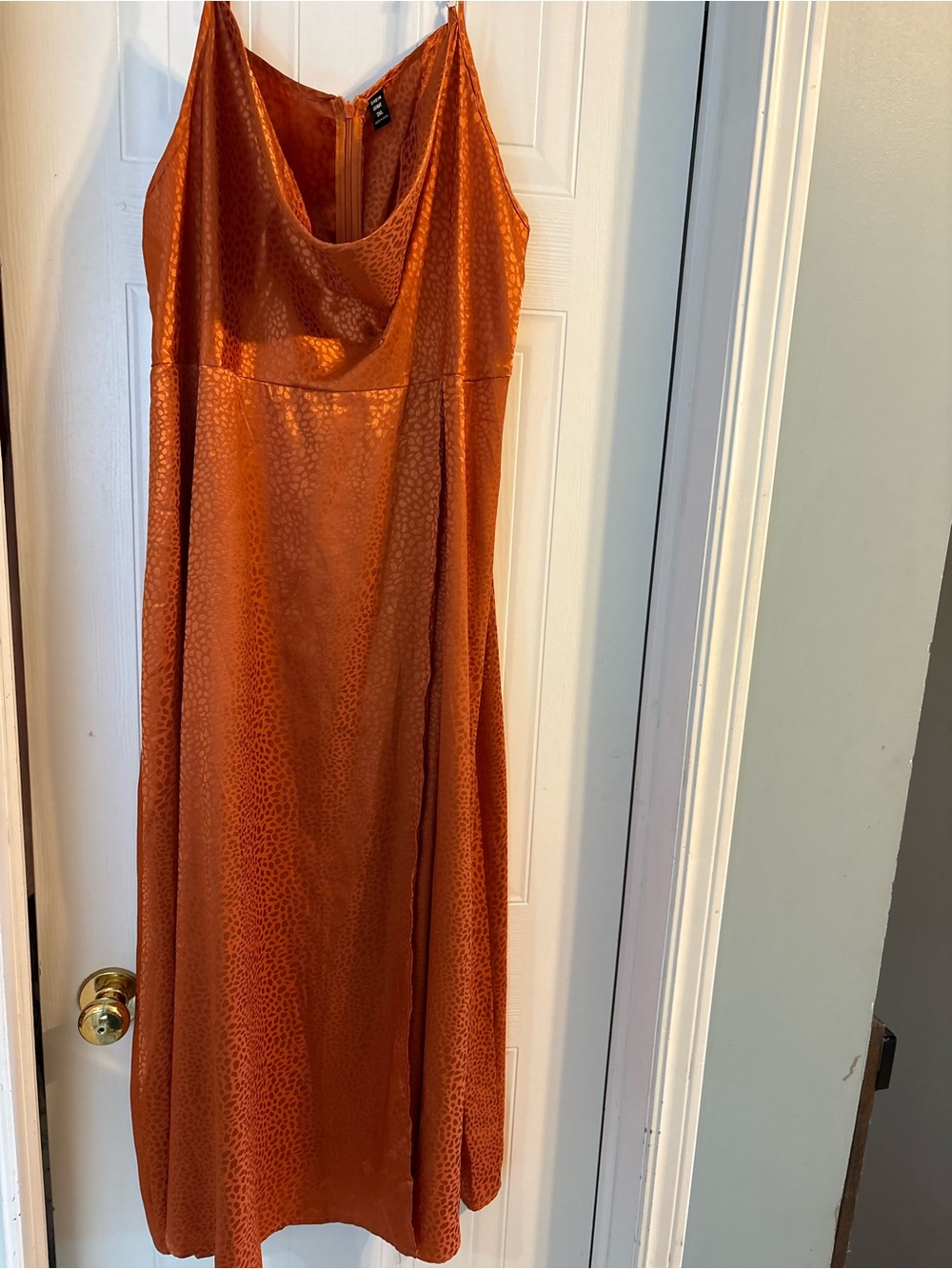 SHEIN Satin Cowl Maxi Slip Dress in Burnt Orange